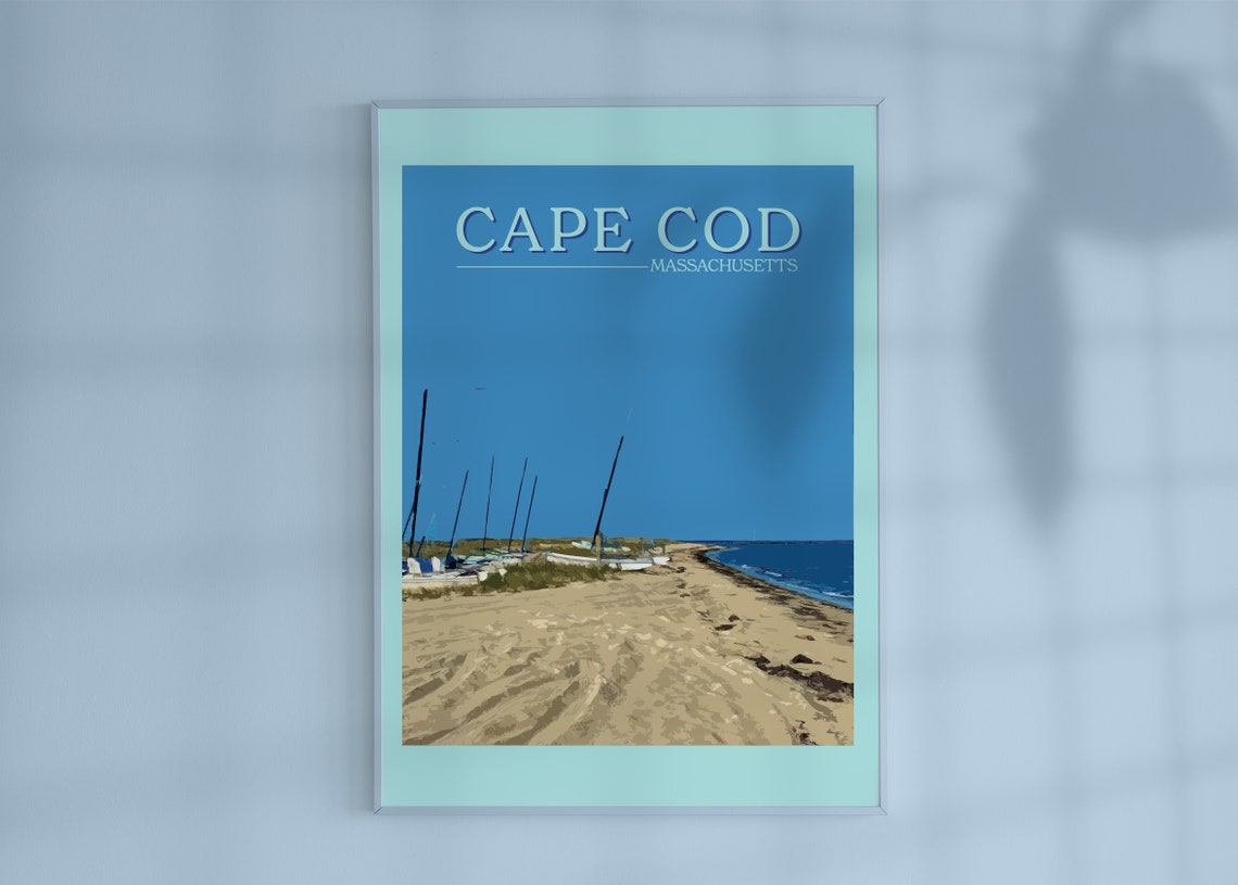 Cape Cod Massachusetts Sailboats Anchored Beach Shore Poster
