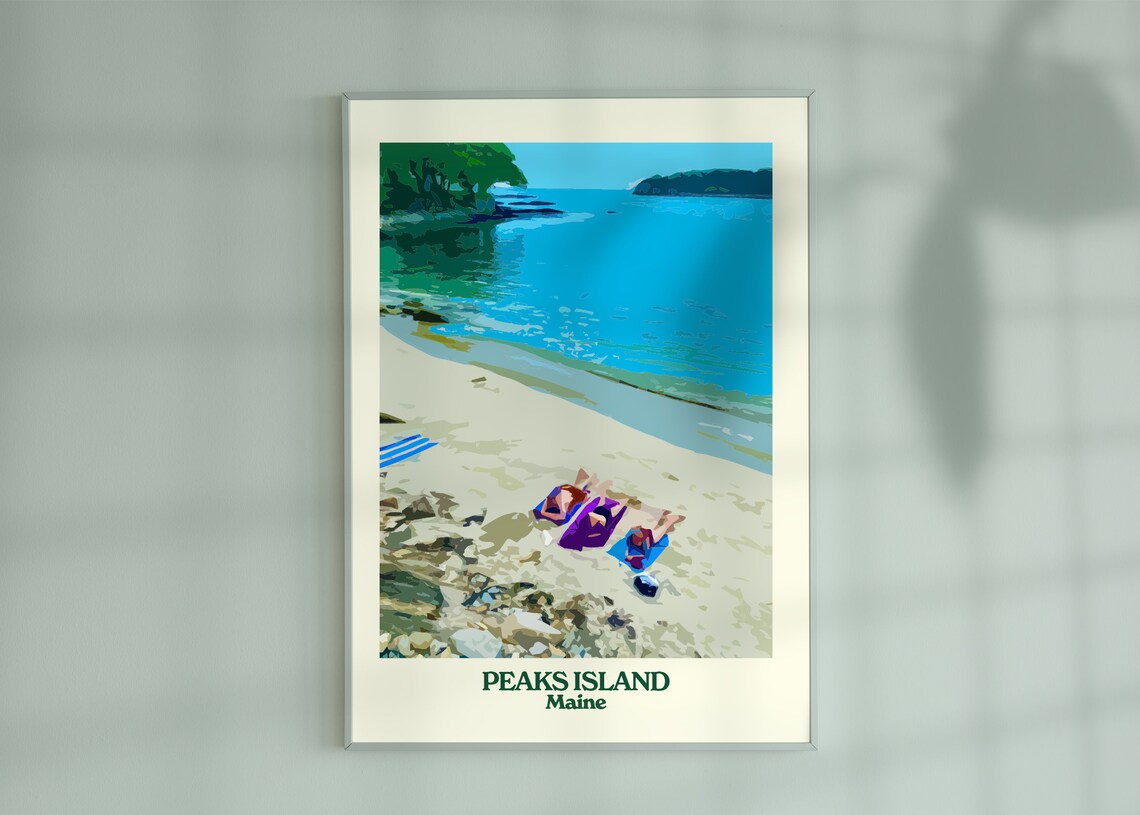Peaks Island Maine Travel Poster, Wall Art Print