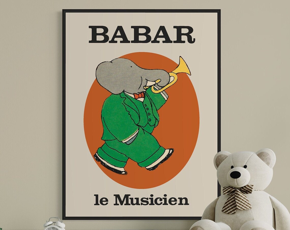 Babar The Elephant Retro Nursery Decor Art Print