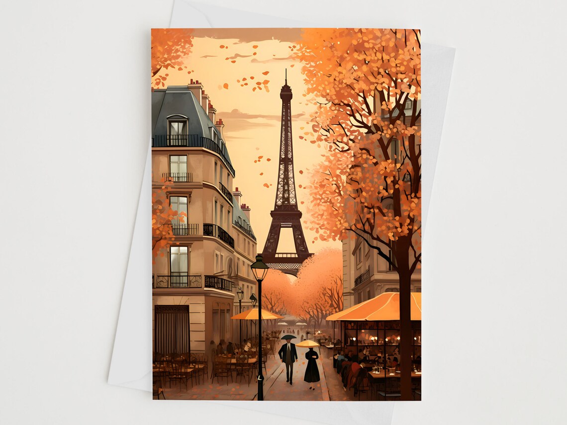 Paris In The Autumn Travel Poster, Seasonal Scene