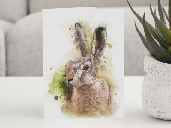 Hare Birthday Card Animal Lover Personalised Cute Greeting