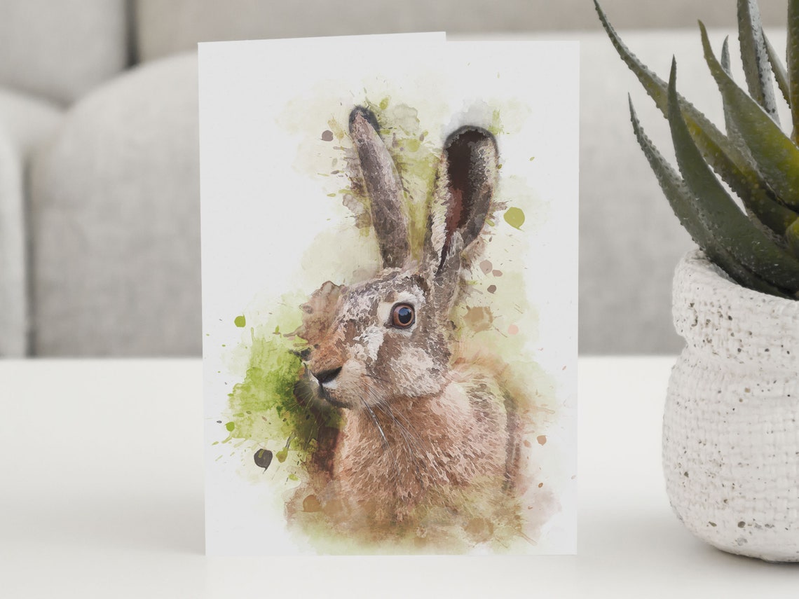 Hare Birthday Card Animal Lover Personalised Cute Greeting