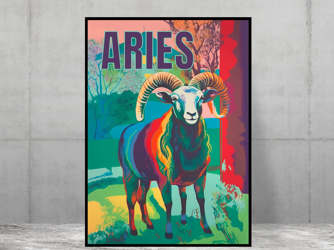 Aries Poster Print, Mid Century Bedroom Decor
