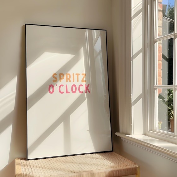 Spritz Oclock Wall Art Print Bold Sassy Humour Artwork Aperol Quote Pink Orange Poster Design