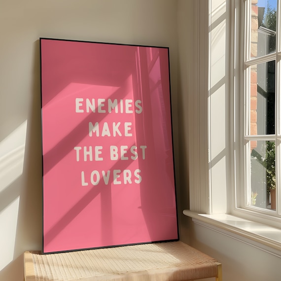 Enemies Make The Best Lovers Hot Pink Romance Book Quote Poster