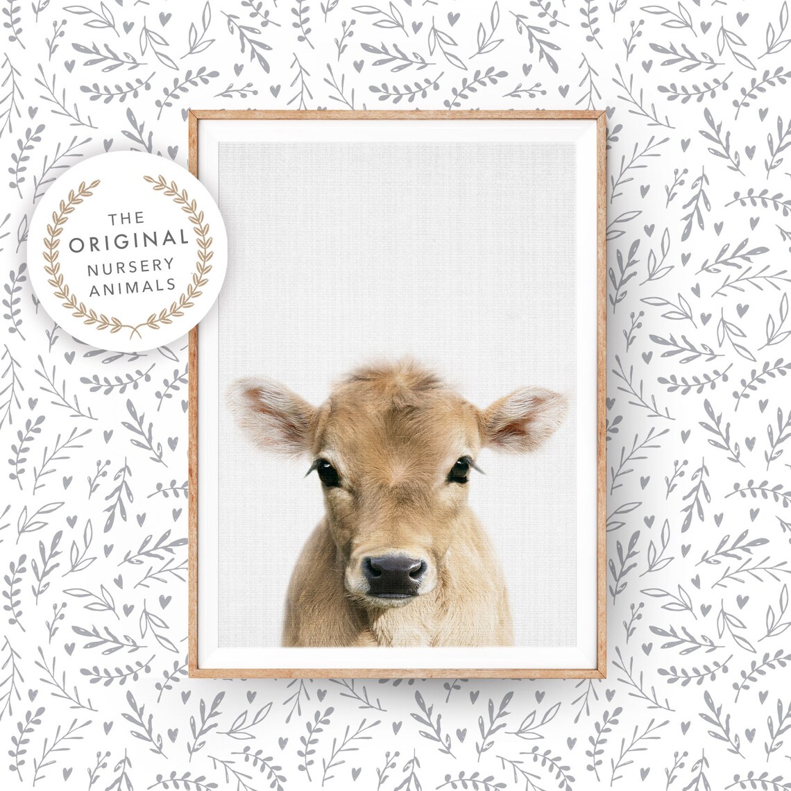 Baby Cow Farmhouse Nursery Animal Art Print