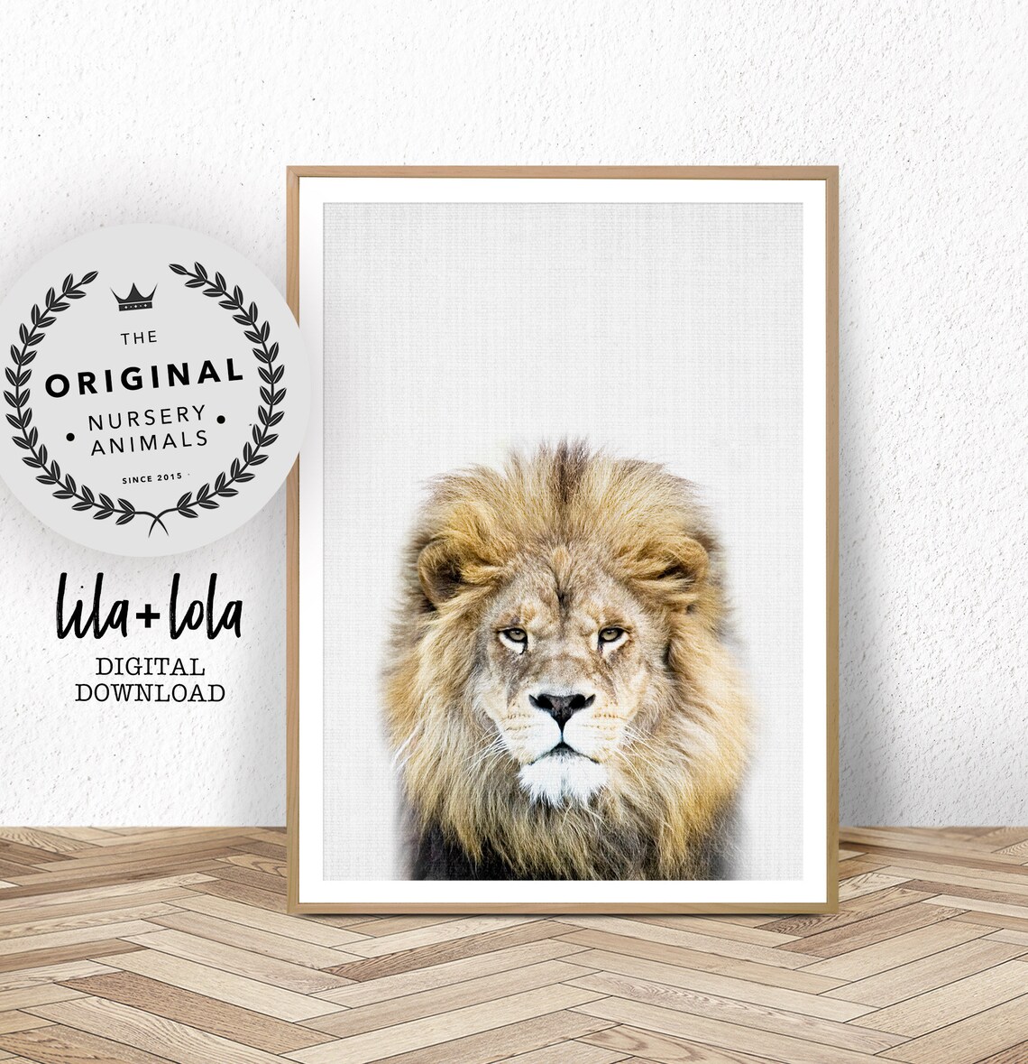 Lion Portrait Safari Animal Nursery Wall Art Print
