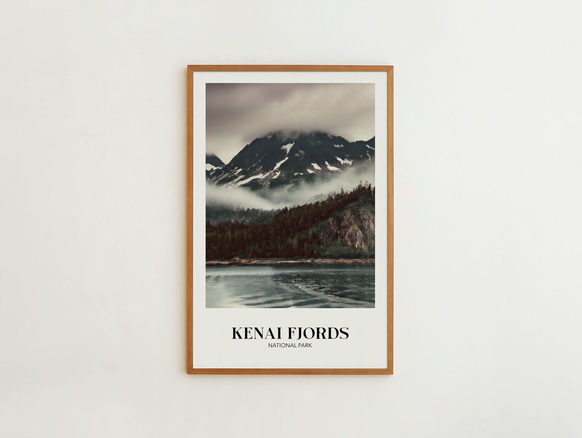 Kenai Fjords National Park Misty Alaska Mountains Fjord Photo Print