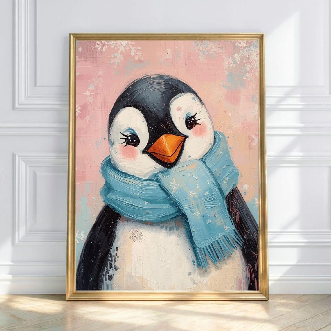 Nursery Penguin In Scarf Wall Print