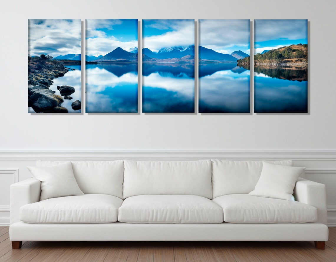Tasmania Mountain Lake Mirror Reflection Panoramic Nature Poster - Image 2