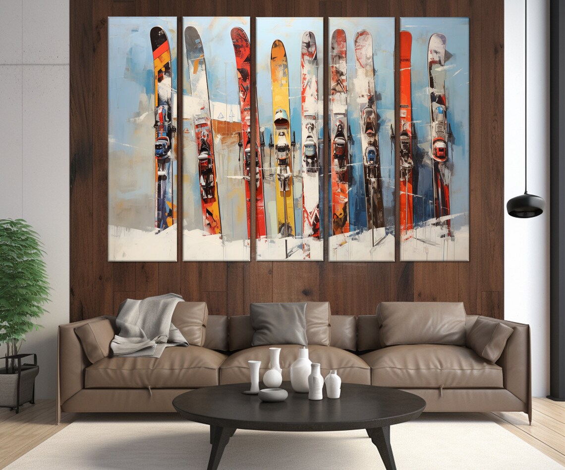 Abstract Ski Painting, Winter Resort Wall Art Print - Image 2