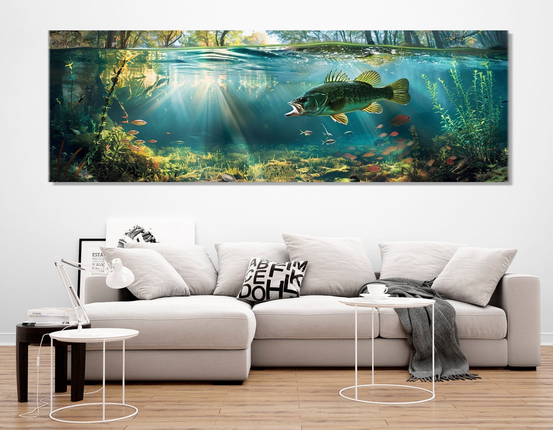 Largemouth Bass Print Fishing Wall Art Fishing Painting Fisherman Gift Fishing Wall Decor Fishing Art Framed And Ready To Hang