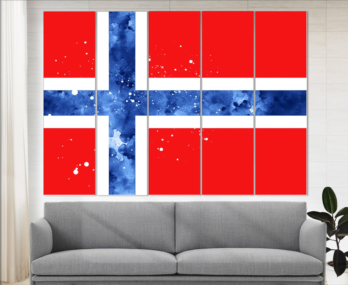 Norway Flag Watercolor Red Blue Cross Patriotic Wall Decor Art Poster - Image 3