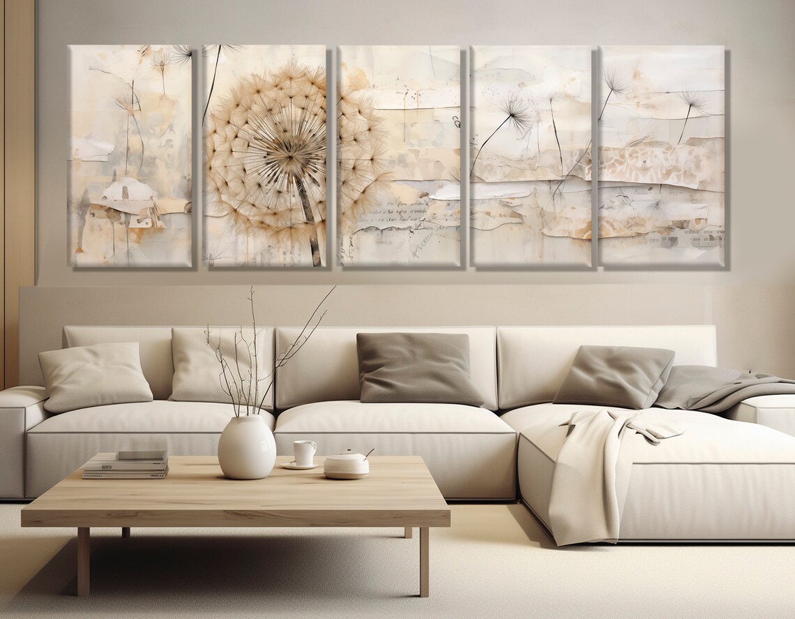 Abstract Dandelion Painting Print, Floral Wall Art - Image 2