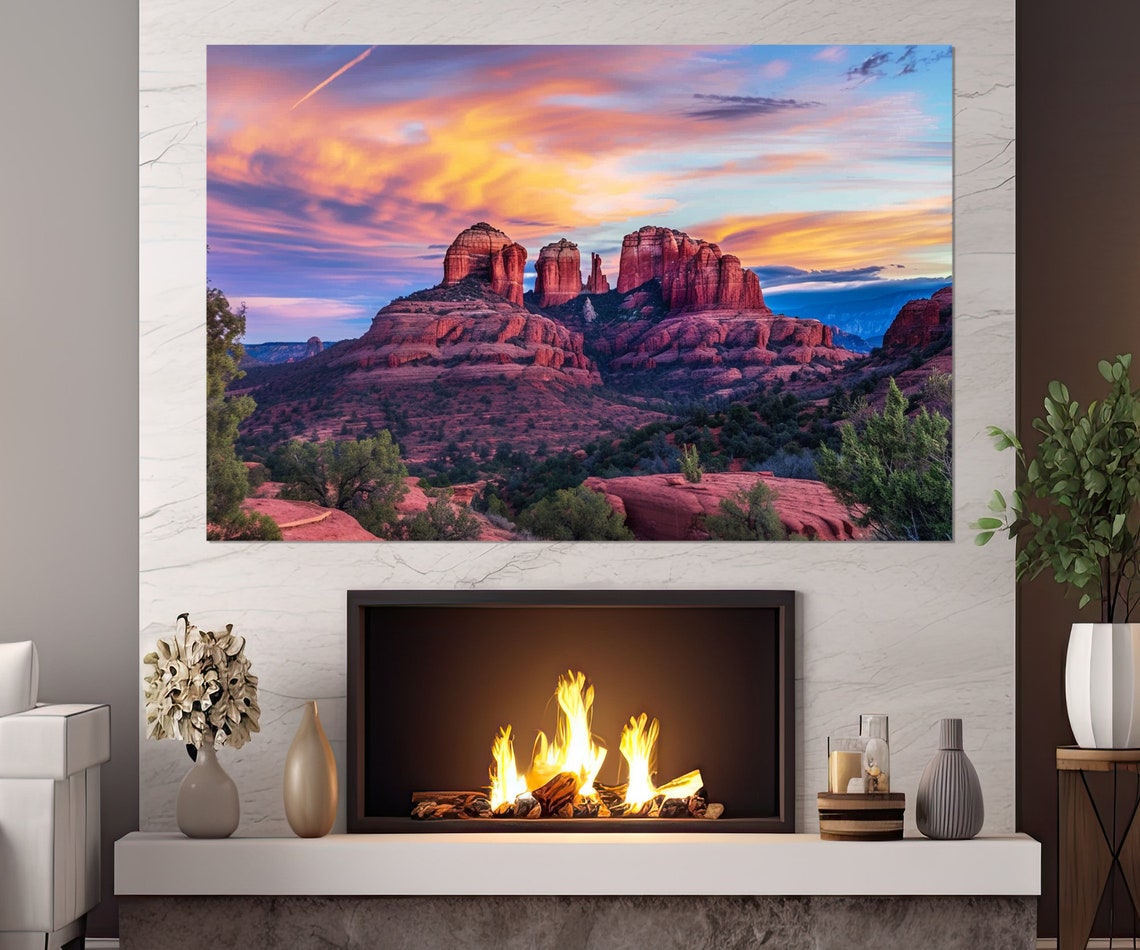 Sedona Mountains Print Arizona Wall Art Sedona Wall Art Red Rock In Arizona Painting Sedona Poster Framed And Ready To Hang