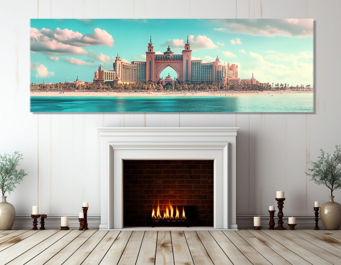 Dubai Atlantis The Palm Hotel Beach Day Triptych Panoramic Poster - Image 2