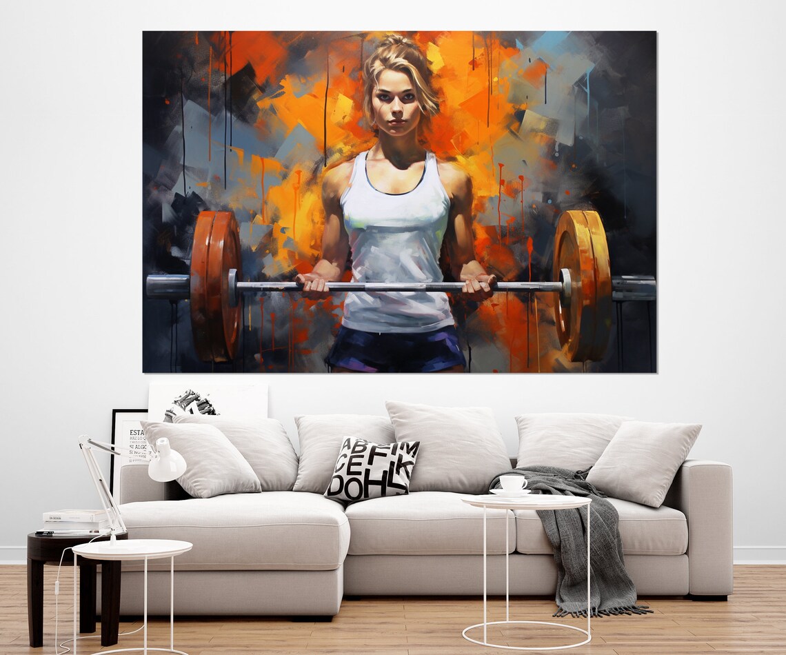 Fitness Girl Painting Print, Workout Wall Art - Image 2