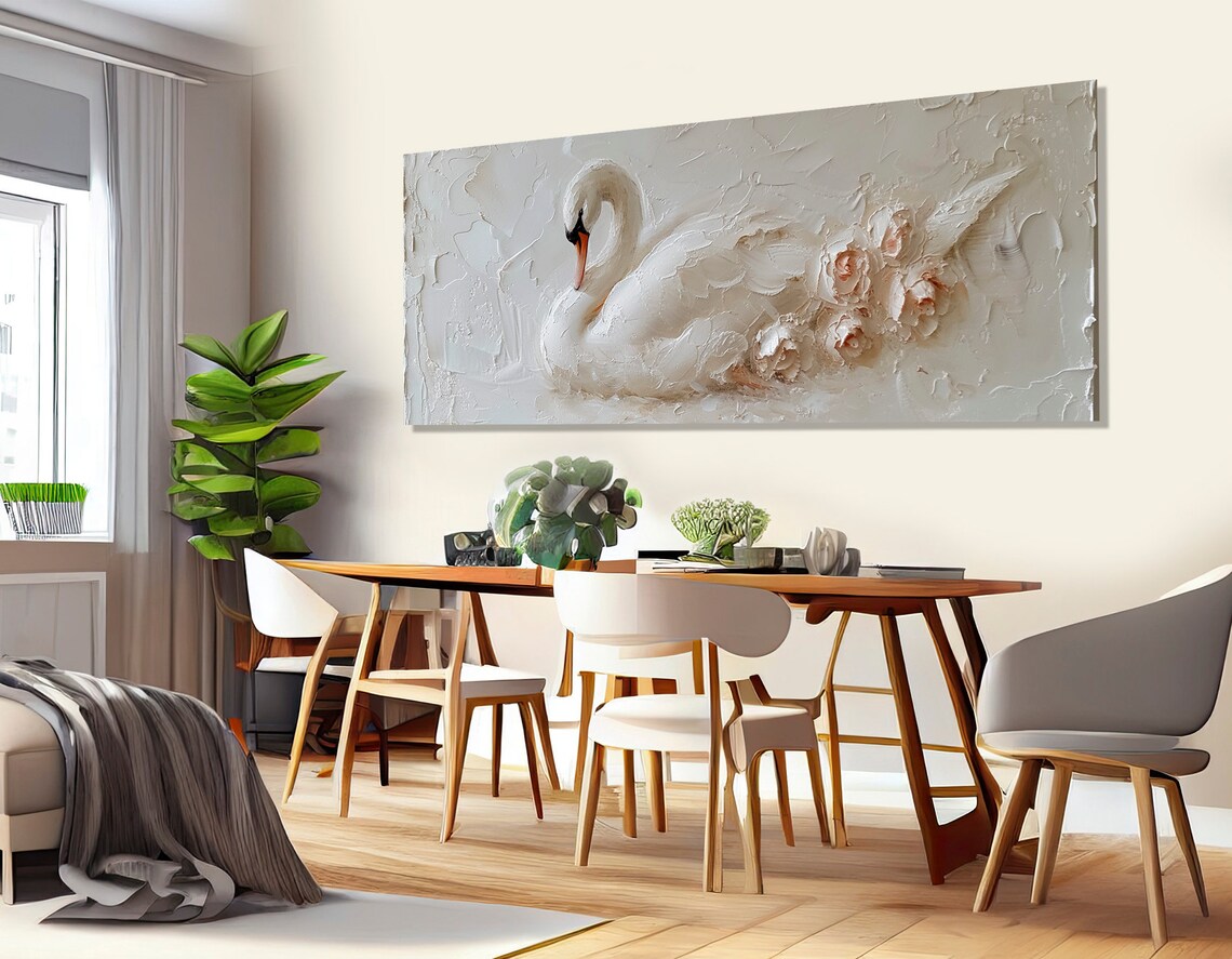 White Swan Minimalist Art Print, Romantic Wall Decor - Image 3