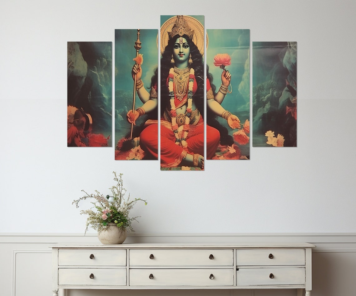 Mata Matangi Goddess Green Skin Parrot Hindu Goddess Wall Poster - Image 4
