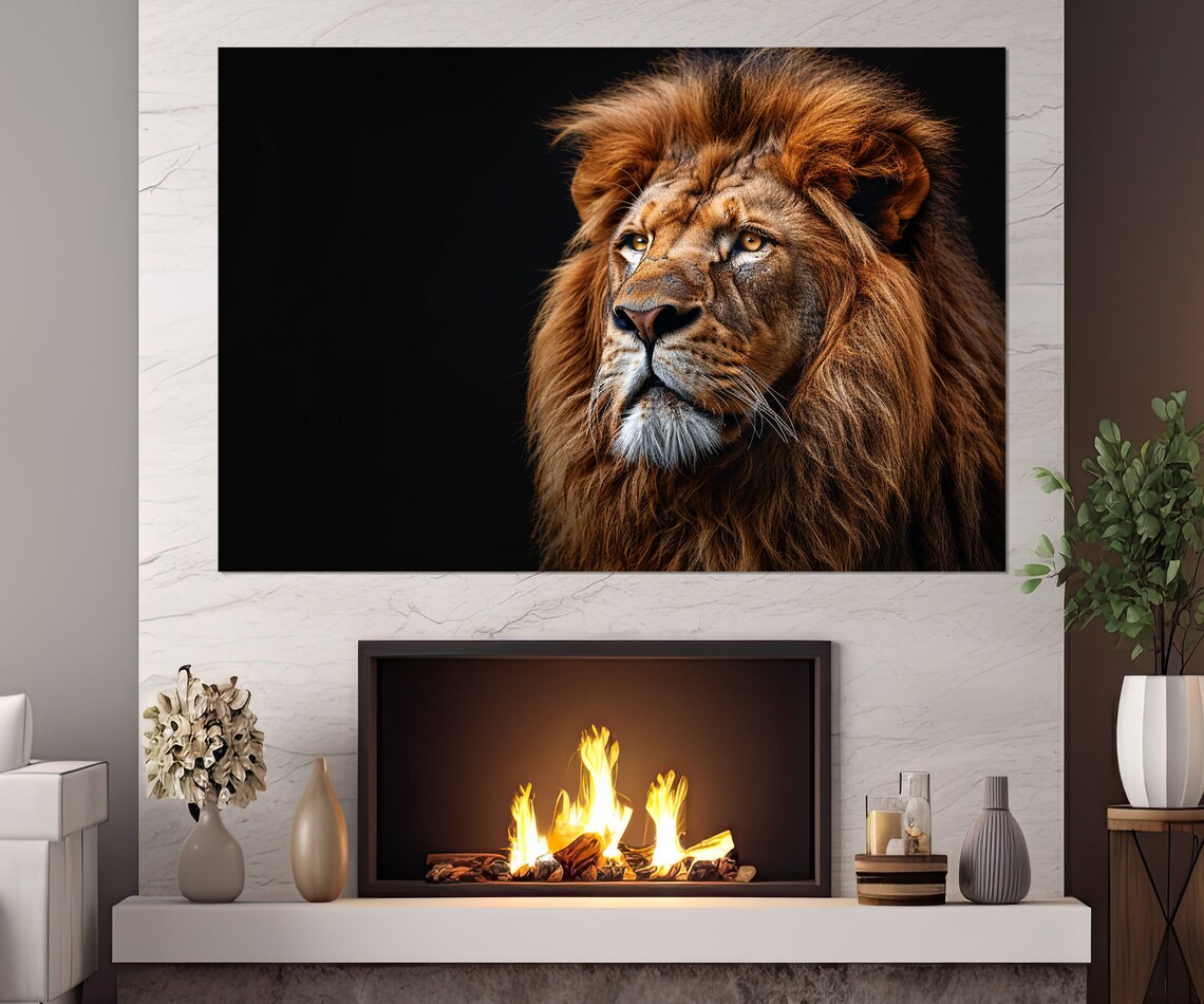 Lion Portrait Art Print, Elegant Wildlife Wall Art