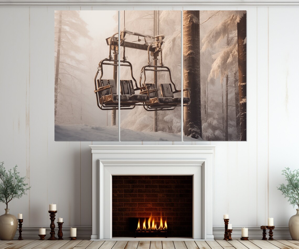 Chairlift Winter Cable Car Ski Lift Art Print - Image 4