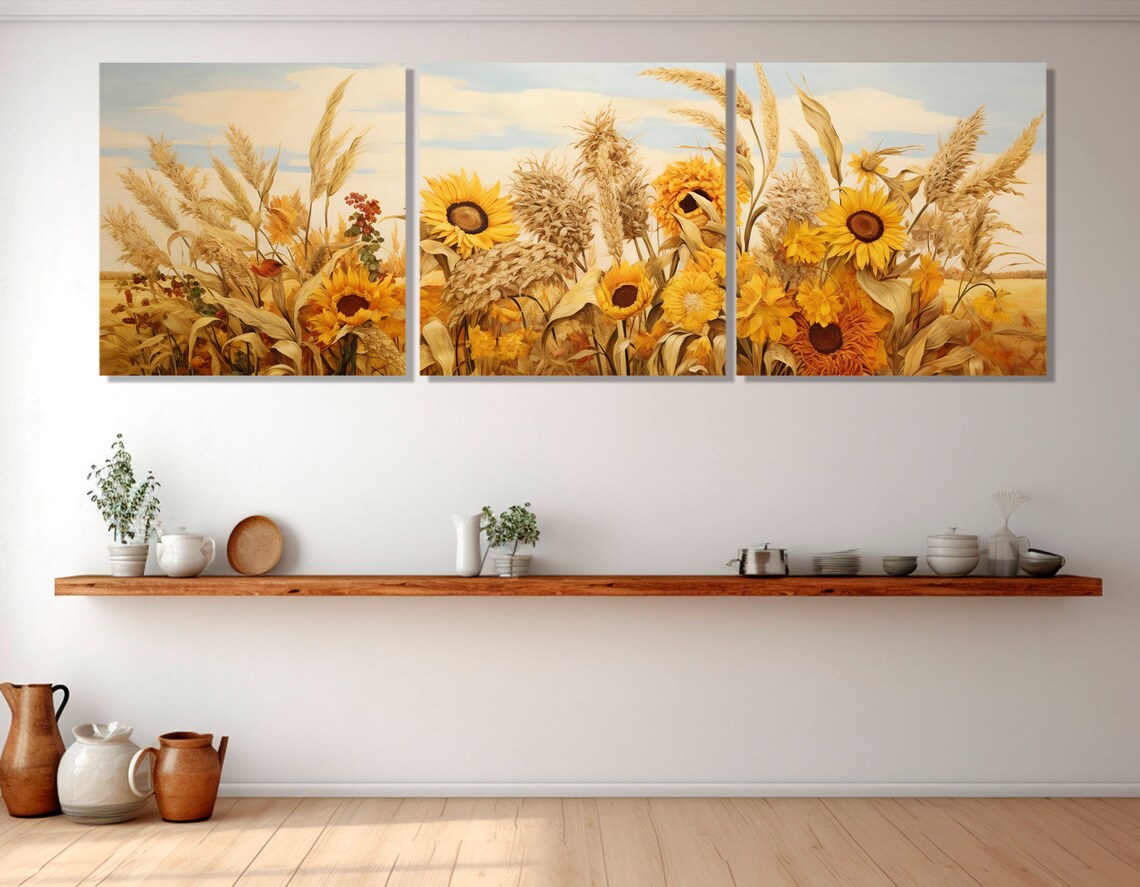 Sunflowers And Wheat Rustic Farmhouse Art Print - Image 2