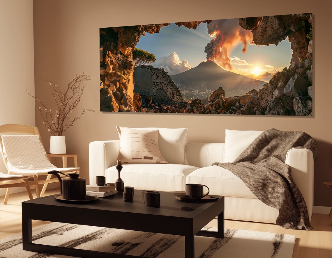 Mount Etna Volcano Eruption Sicily Sunset Lava Smoke Italy Poster - Image 3