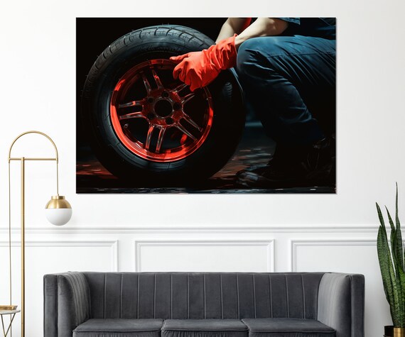 Tire Service Wall Decor Tire Fitter Gift Workshop Wall Decor Tire Service Painting Print Framed And Ready To Hang