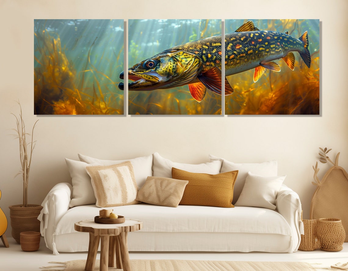 Northern Pike Print Fishing Wall Art Fishing Painting Fisherman Gift Fishing Wall Decor Fishing Poster Framed And Ready To Hang - Image 4
