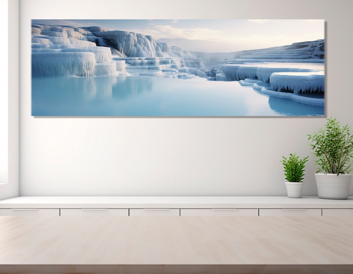 Pamukkale Turkey White Travertine Terraces Blue Pools Poster