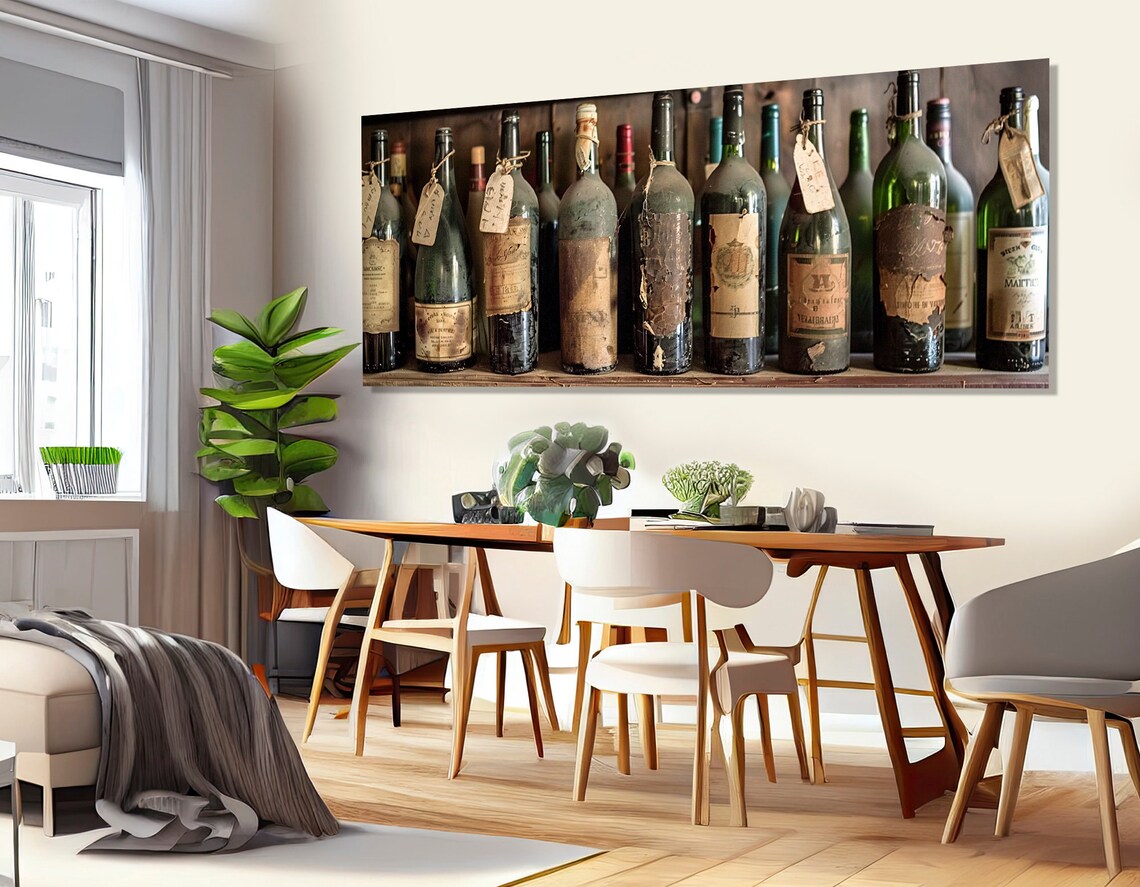 Vintage Wine Bottles Old Cellar Shelf Aged Labels Collection Wall Art Print - Image 2