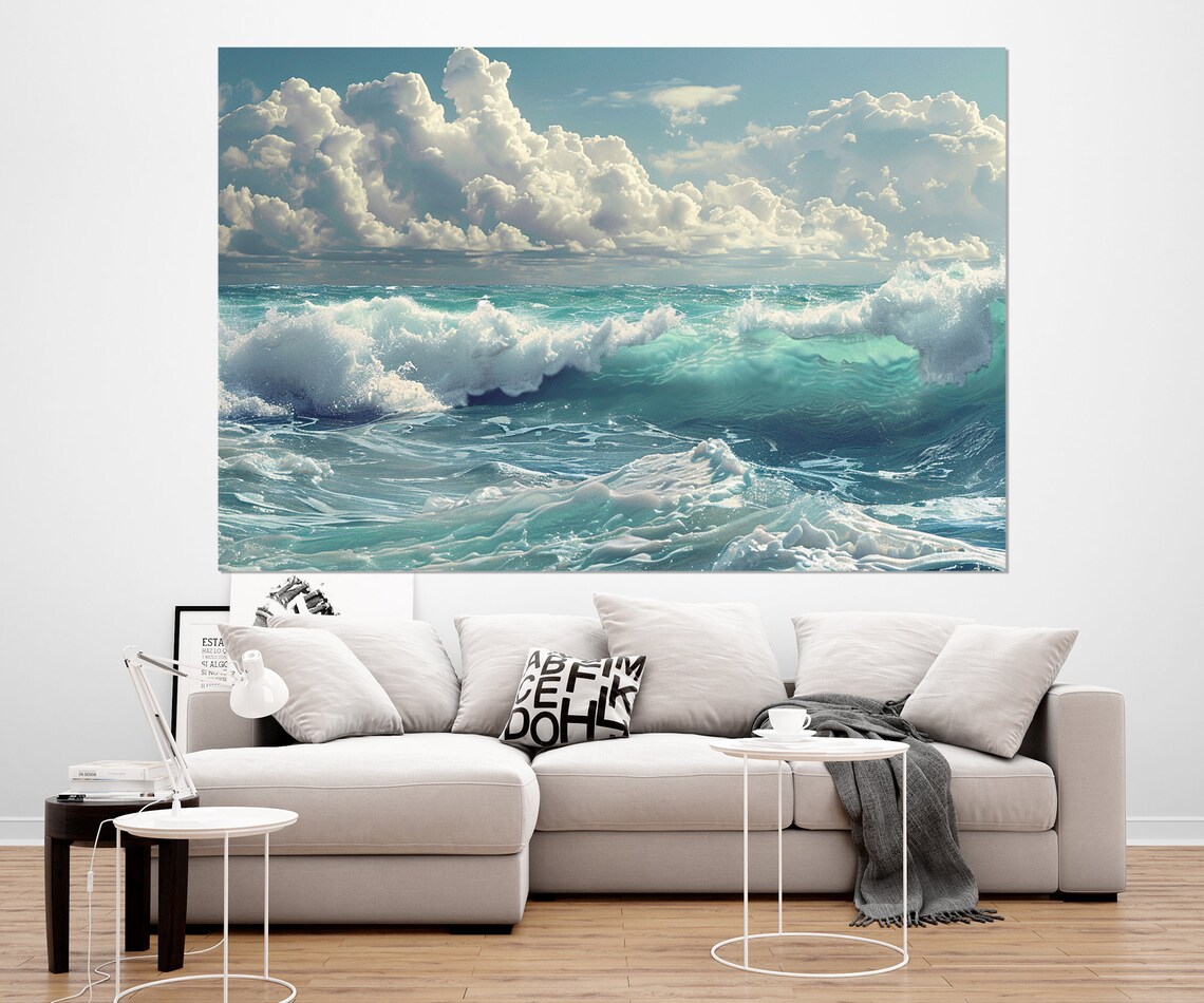 Ocean Waves Painting, Coastal Sea Wall Art Print - Image 3