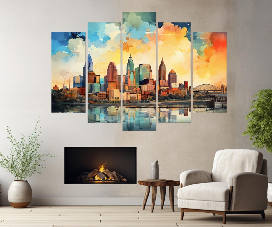 Kansas City Skyline Abstract Travel Poster, Missouri - Image 4