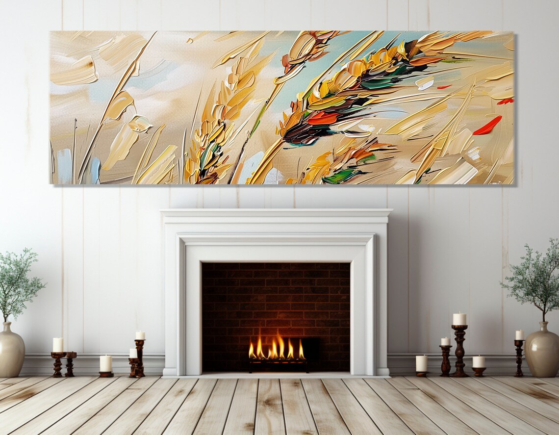 Wheat Ears Abstract Painting, Rustic Farmhouse Art Print - Image 2