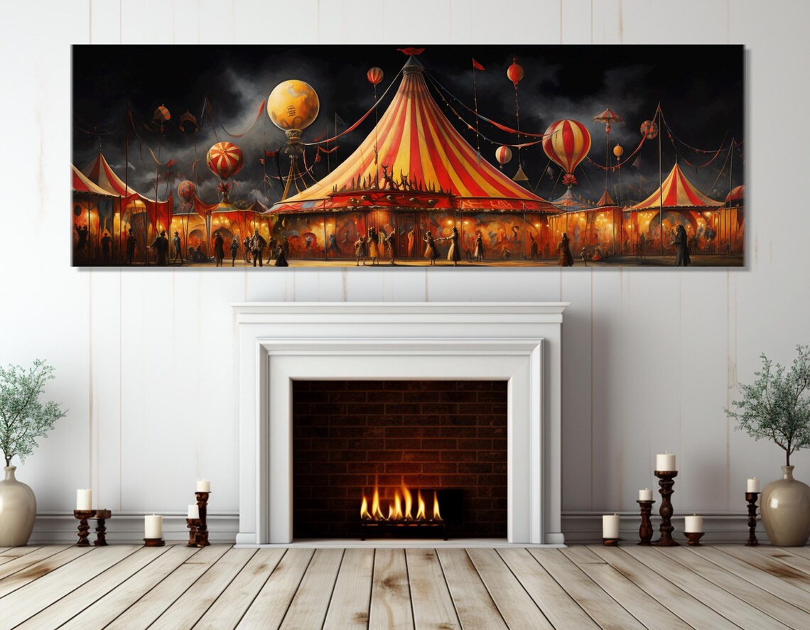 Vintage Street Circus Abstract Poster, Retro Wall Art