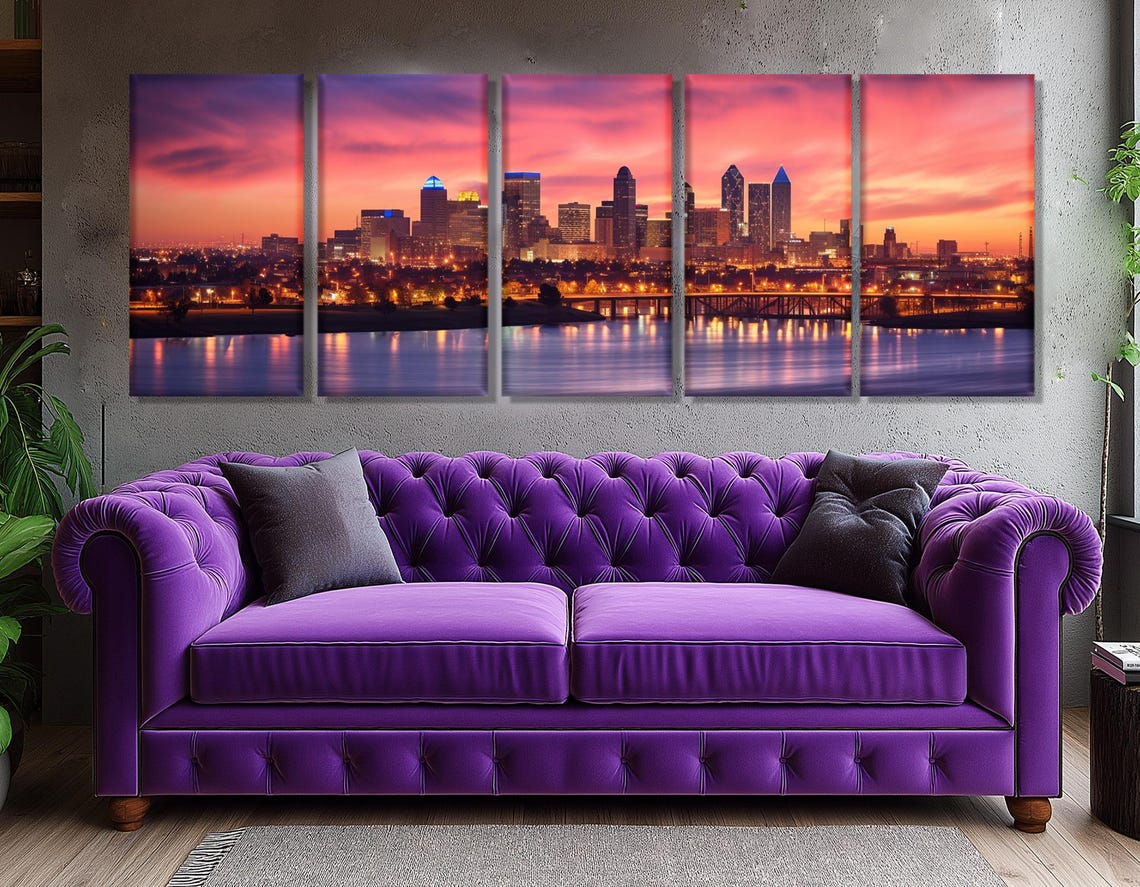 Fort Worth Sunset Skyline Over Trinity River With Pink Clouds Poster - Image 3