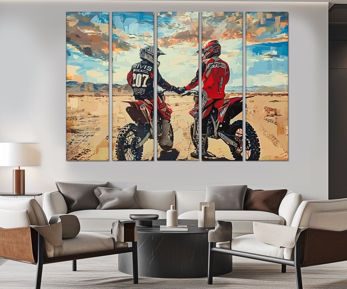 Vintage Style Motocross Painting Print Motocross Fun Gift Motocross Club Wall Decor Dirt Bike Wall Art Framed And Ready To Hang - Image 3