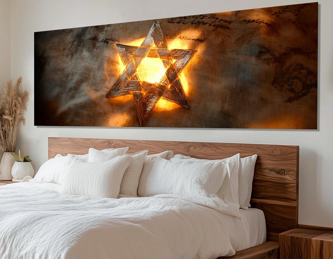 Glowing Star Of David Hexagram Vintage Manuscript Jewish Art Poster - Image 2