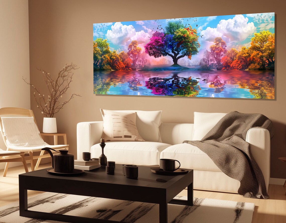 Surrealistic Colorful Tree Print Abstract Tree Painting Surreal Nature Wall Art Tree Art Framed And Ready To Hang - Image 3