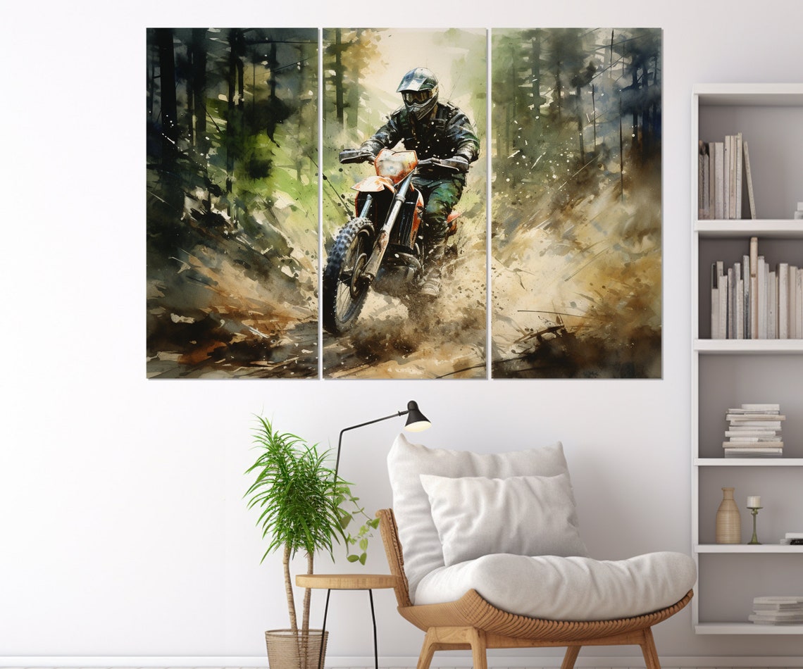 Motocross Wall Art Motocross Print Dirt Bike Wall Art Motocross Painting Dirt Bike Poster Framed And Ready To Hang - Image 4