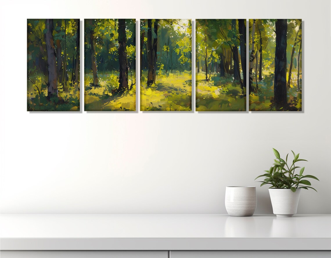 Large Abstract Forest Painting Print Nature Wall Decor Impressionist Wall Art Impressionist Forest Print Framed And Ready To Hang - Image 3