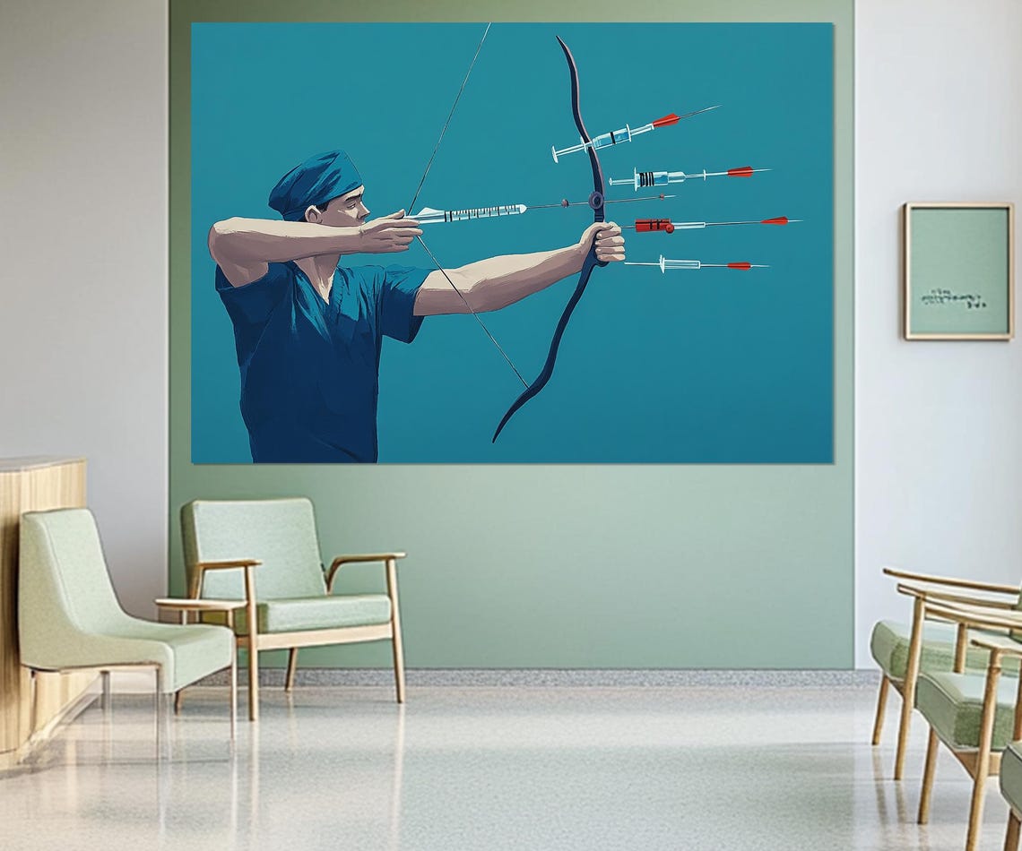 Doctor Archer Syringe Bow Art Bold Healthcare Painting Wall Art Print - Image 2