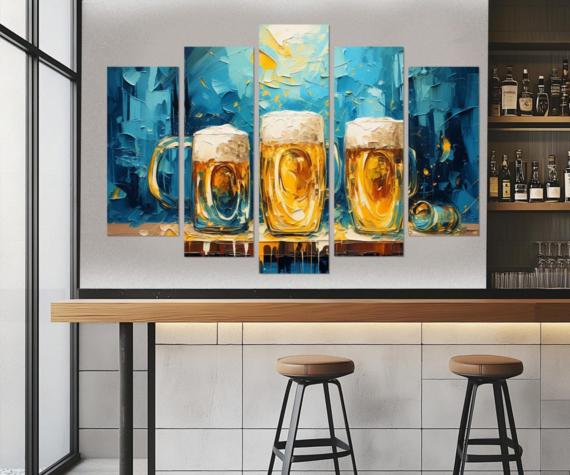 Retro Style Beer Painting Print Impressionist Beer Wall Art Pub Wall Decor Kitchen Decor Man Cave Decor Framed Ready To Hang - Image 3