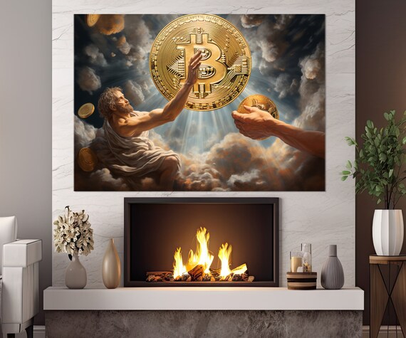 Bitcoin Painting Print Crypto Trader Gift Abstract Bitcoin Wall Art Funny Crypto Poster Crypto Wall Art Framed Ready To Hang