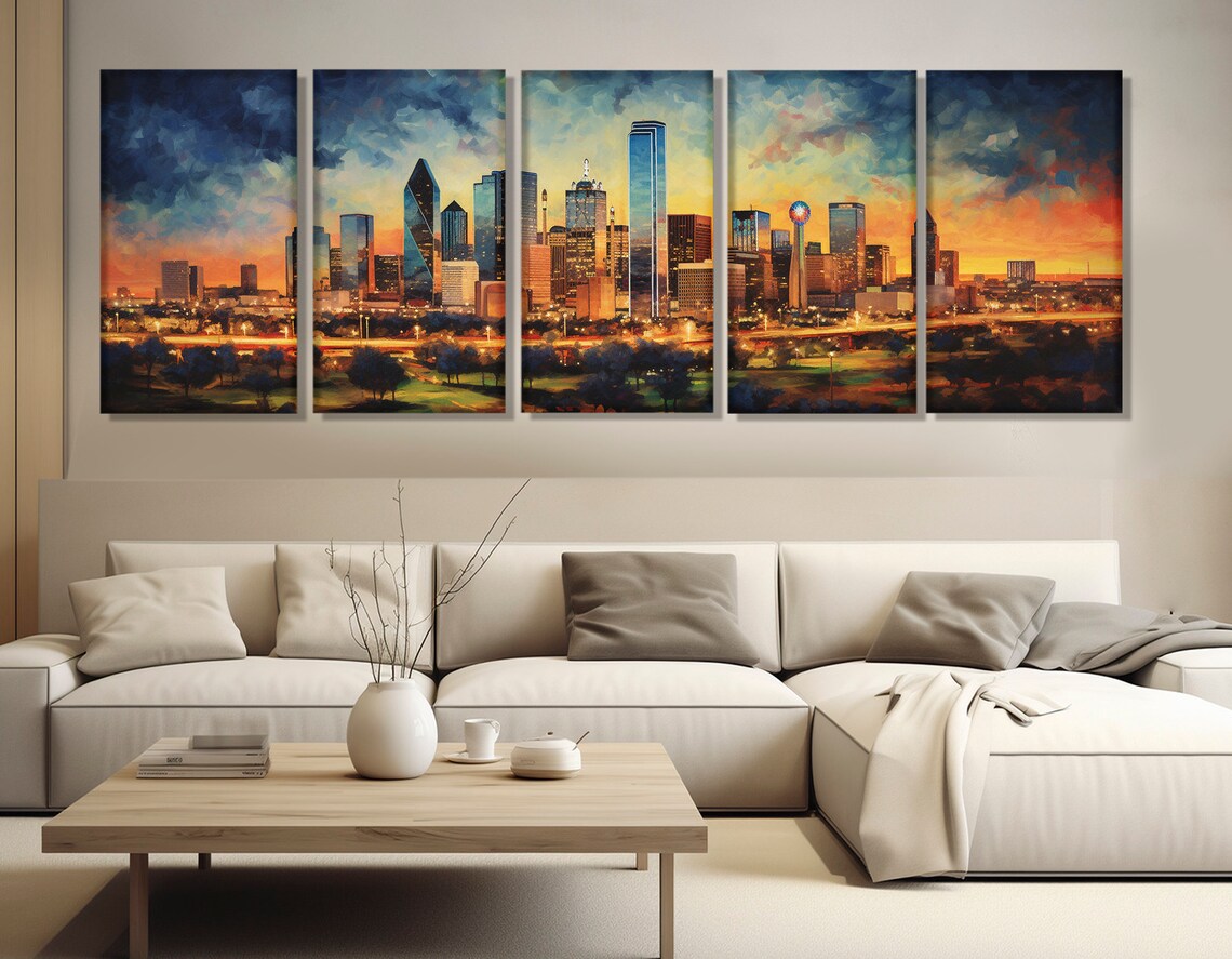 Dallas Skyline Abstract Art Print, Travel Poster - Image 3
