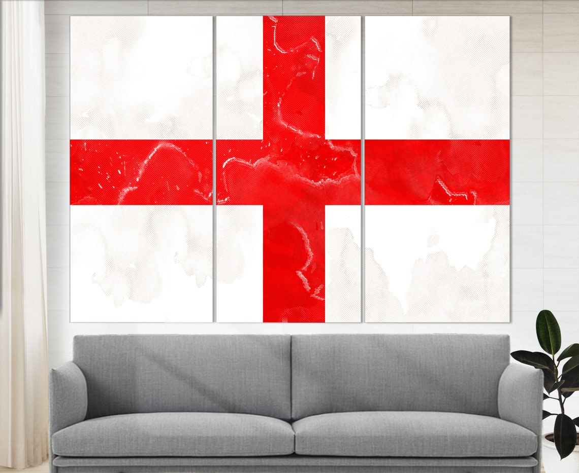 England Flag St Georges Cross Grunge Watercolor Red White Wall Poster - Image 2