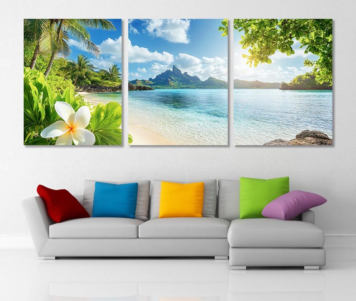 Extra Large Tropical Paradise Beach Panoramic Print Beach Wall Art Tropical Art Ocean Wall Art Framed And Ready To Hang - Image 2