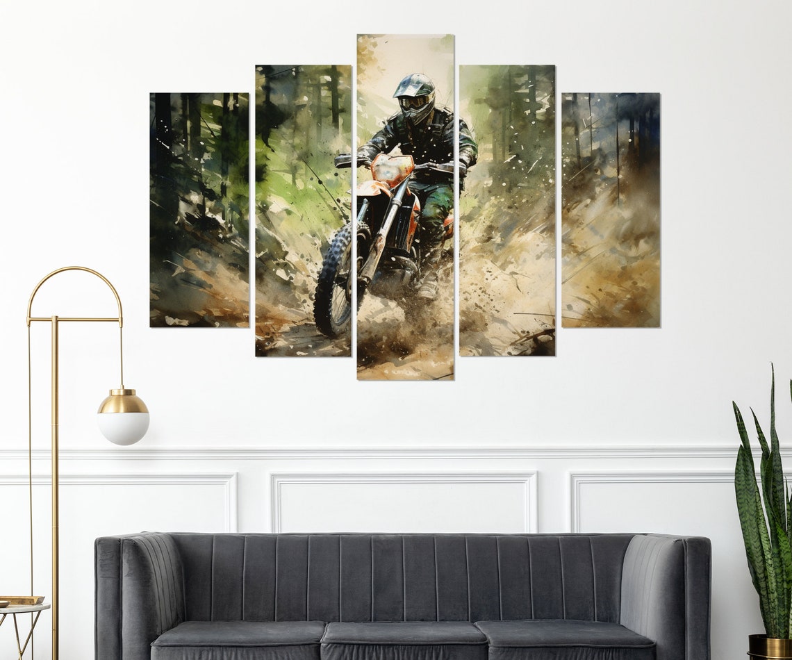 Motocross Wall Art Motocross Print Dirt Bike Wall Art Motocross Painting Dirt Bike Poster Framed And Ready To Hang - Image 3