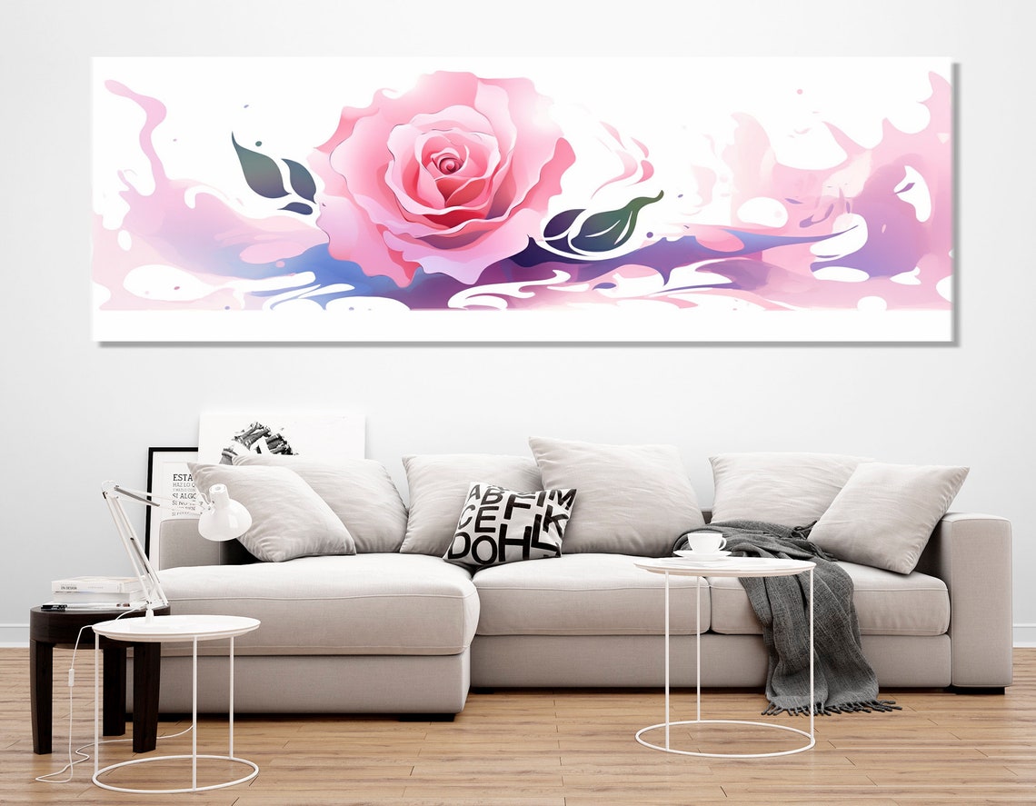Pink Rose Watercolor Splash Romantic Floral Bloom Soft Art Poster - Image 3