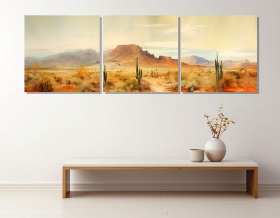 Large Arizona Desert Painting Print Sonoran Desert Wall Art Arizona Painting Framed And Ready To Hang
